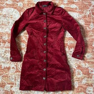 Zara Red Corduroy Button-Up Dress